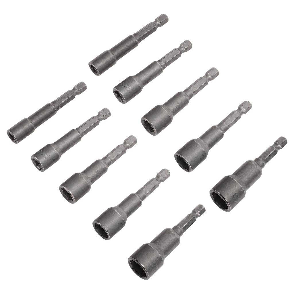 2 Set Magnetic Hex Socket Set 1/4in Shank 65mm Screw Nut Driver Setter Drill Bit 1/4in 5/16in 3/8in