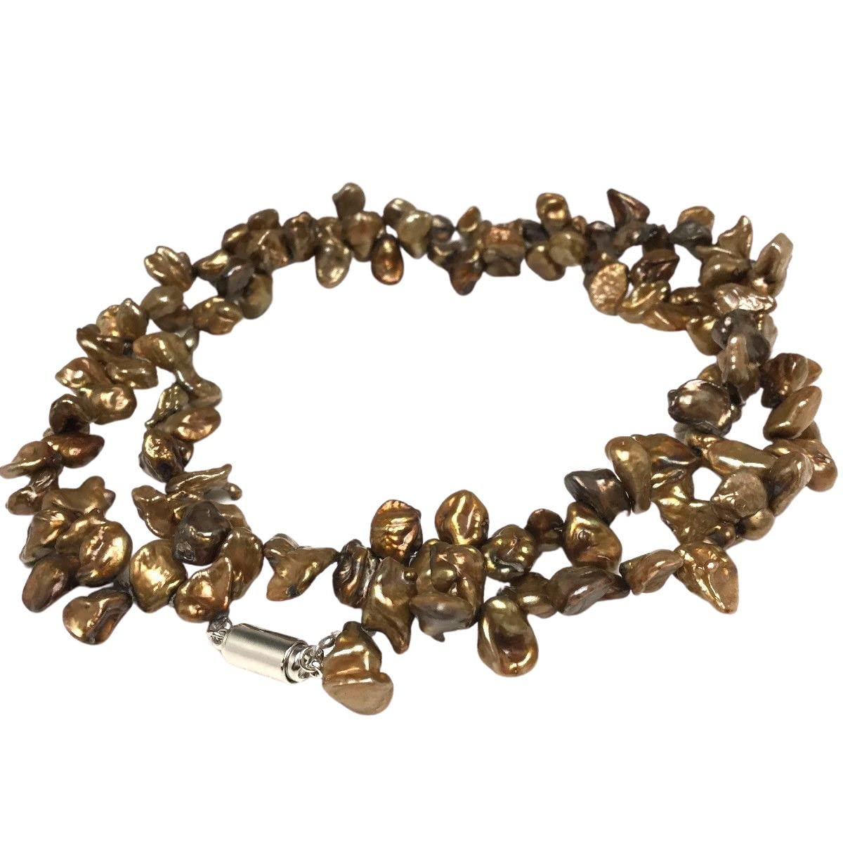 

[Isowa Pearl] Isowa Pearl, a pearl specialty store in Ise-Shima, presents a freshwater pearl necklace. Approx. 6mm wide, 4mm thick, gold-brown color,