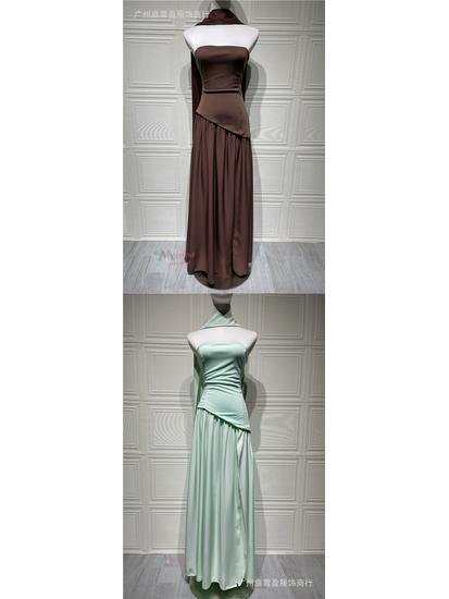 Chique Strapless Effen Kleur Maxi Jurk – Sexy Backless Design met Hoge Split