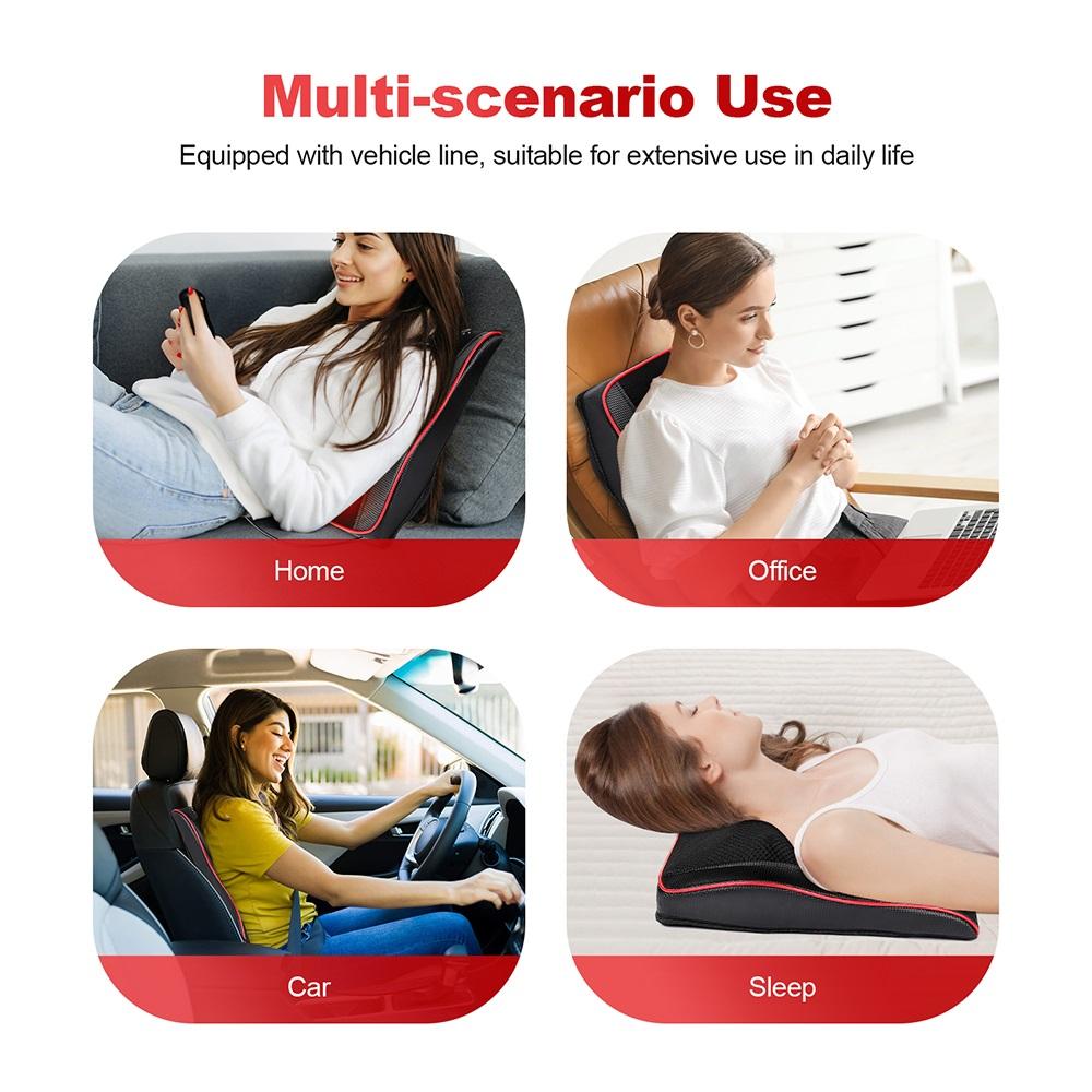 Back And Neck Cervical Massage Pillow Airbag Waist Kneading Massage Cushion Lumbar Chair Massager Car Back Pillow Masajeador