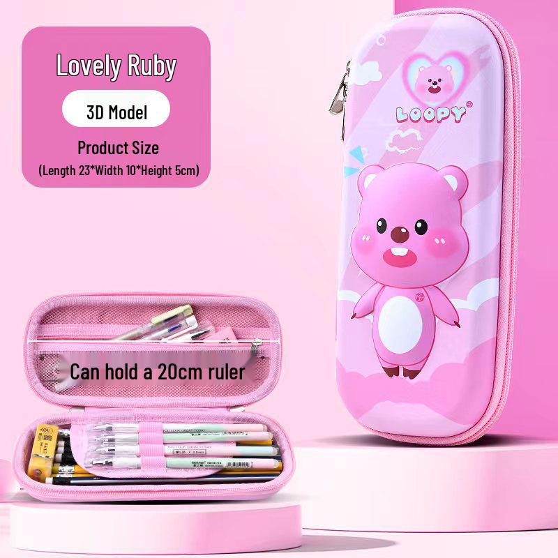 3D Cartoon Multifunctional Leather Pencil Case for Grades 1, 2, & 6 - Large Capacity for Boys & Girls
