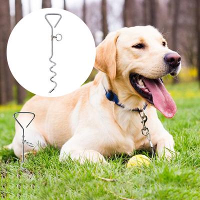 Dog Tie Out Stake Heavy Duty Stainless Steel Swivel Ground Stake Anti-rust Outdoor Tethering Tool for All Cable Leash Chain Camping Yard