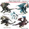 Oenux 4PCS/Set Flying Magic Dragon Rotatable Monsters Dinosaurs Animals Toy Action Figures Model PVC Collection Kids X-mas Gift