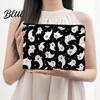Cute Ghost Pencil Case Storage Bag Halloween Pattern Print Durable Canvas Zippered Large Capacity Bag Travel Toiletry Case for Makeup And