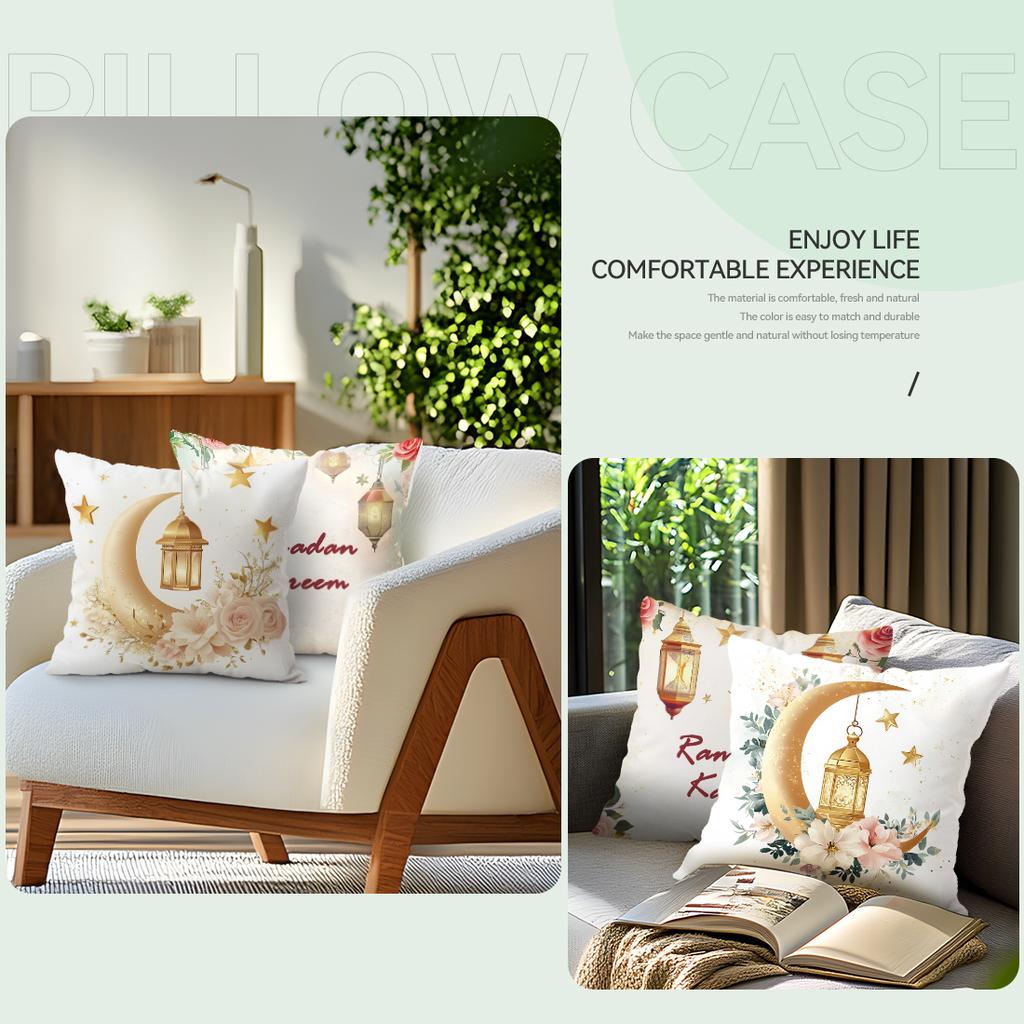 Ramadhan Festival Lantern Flowers Cushions Pillowcase Polyester Cushion Cover Throw Pillow Pillowcover Home Car Sofa Decor