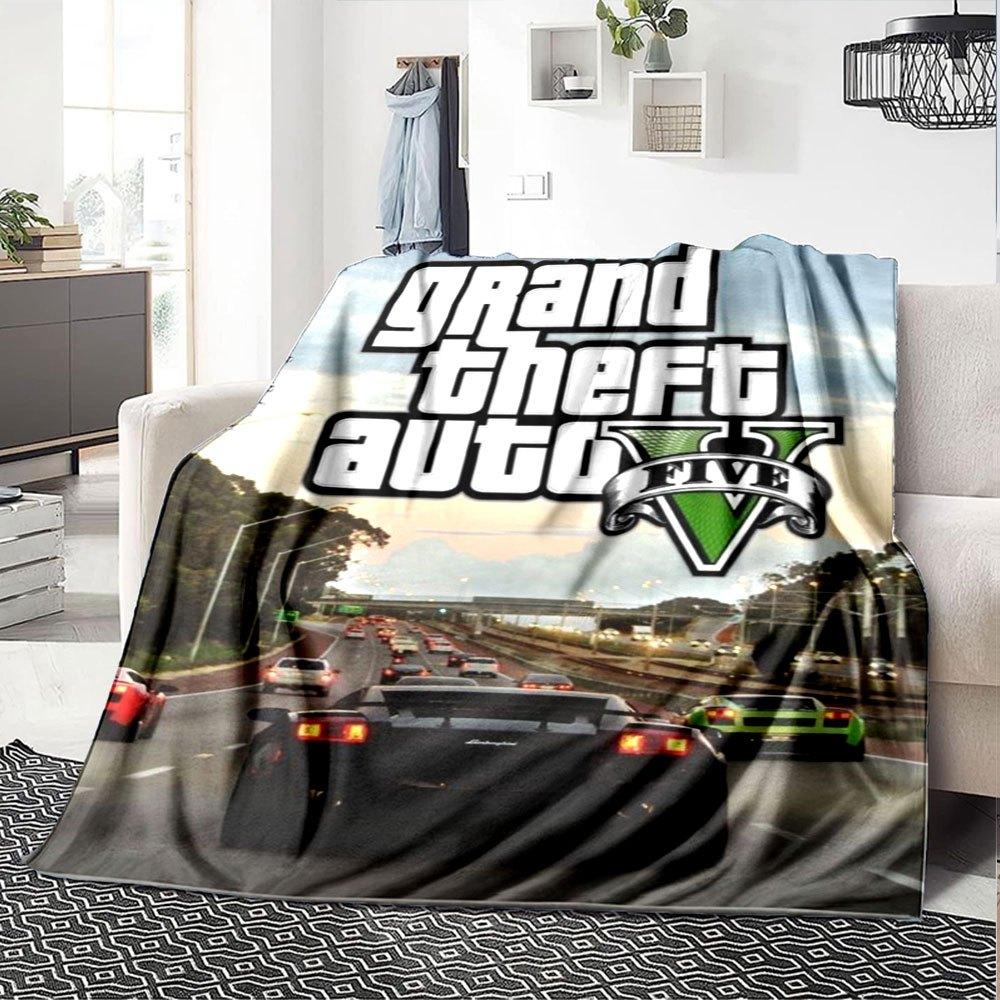 1pc Grand Theft Auto Soft Flannel Blanket with Designer Print A Cozy Blanket for All Seasons, Perfect for the Couch, Bed, Office
