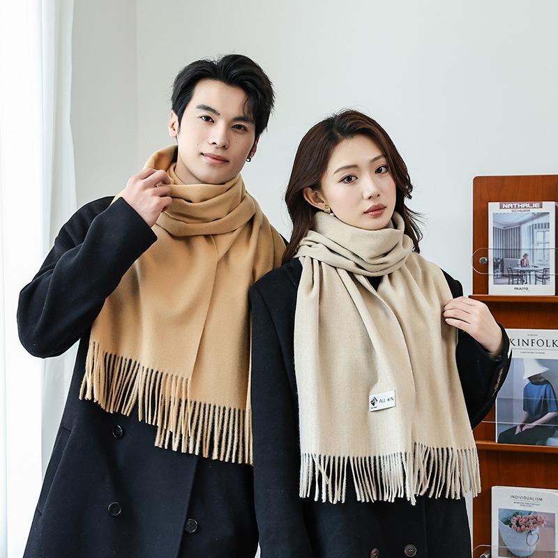 Wool autumn and winter warm scarf warm color scarf solid color simple and versatile gift fashion