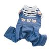 Combinaison Adorable pour Animaux de Compagnie Col Rond avec Anneau de Traction Motif Ours Dessiné Combinaison en Jean pour Chat Chien Animal de Compagnie Port Quotidien
