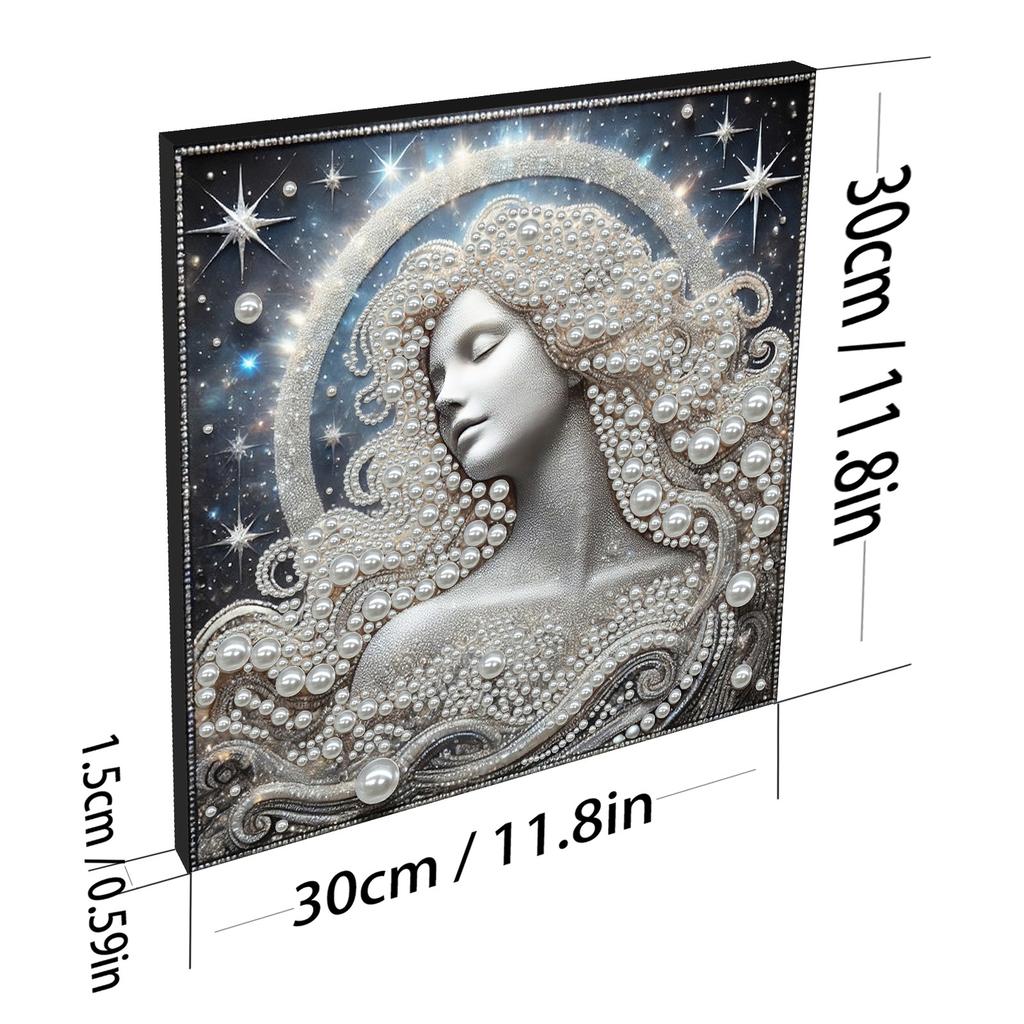DIY Ladies Pearl Painting Art Kits with Frame 30x30cm Diamond Dots Paintings Picture Arts Craft for Adults Beginners Home Decor
