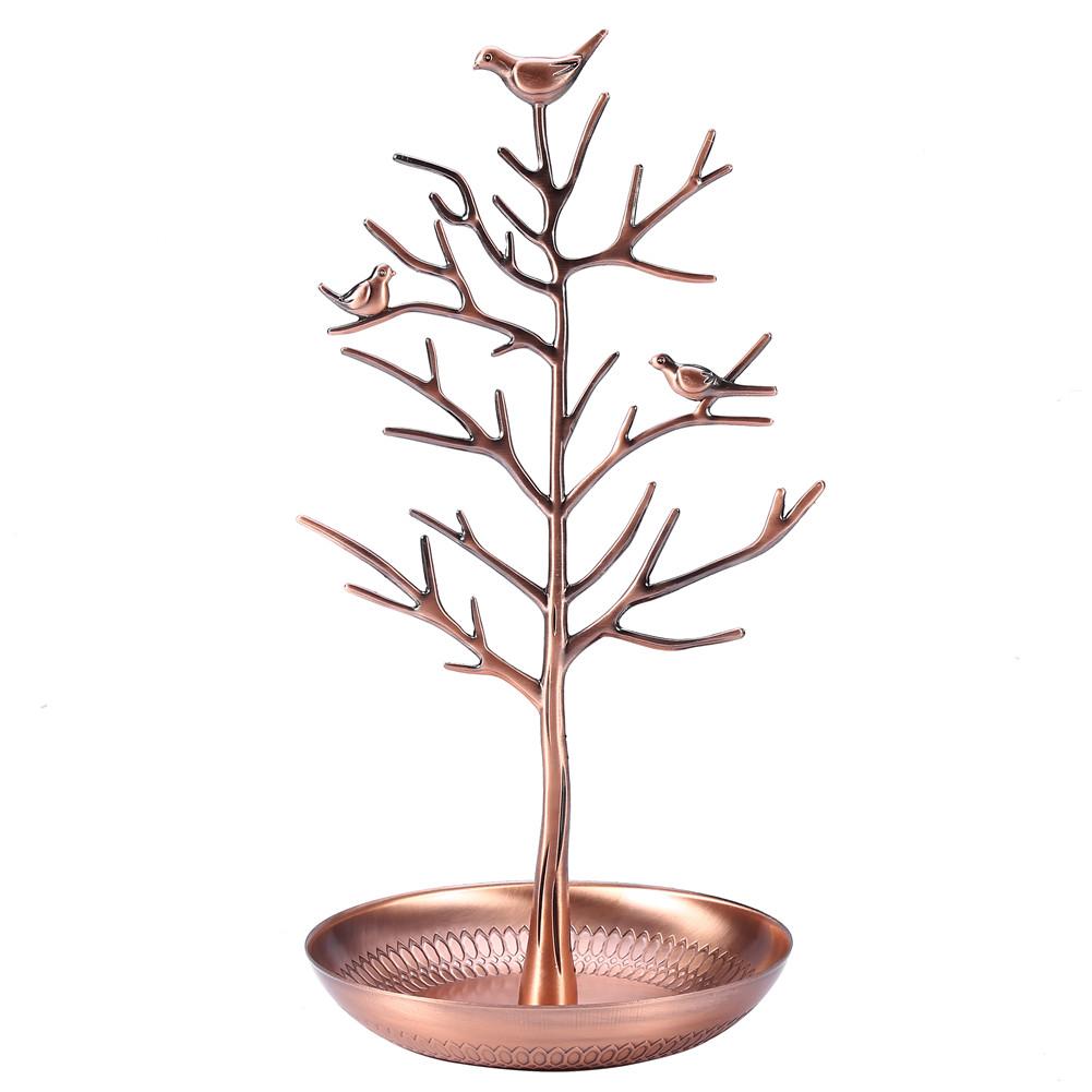 Metal Earring Rack Necklace Organizer Jewelry Holder Ornament Display Tree Stand (Bronze)