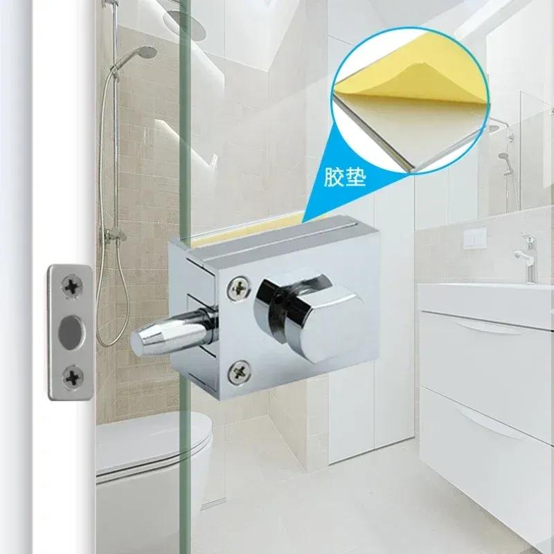 Glass Door Lock Floor Latch Lock Bolt For Home Bathroom Toilet Shop No Punching Single Door Ground Lock Zinc Alloy Hardware
