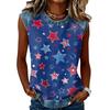 Women Sleeveless Pullover Tank Top Casual Round Neck Star Print Shirt Lightweight Summer Blouse Relaxed Fit