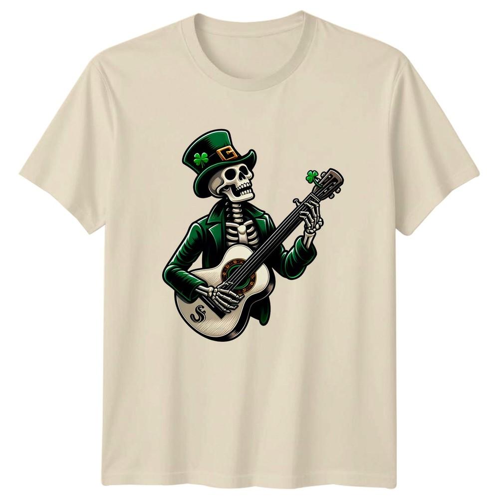 Skeleton Leprechaun Playing Acoustic Guitar TShirt Irish Rock St Patricks Day