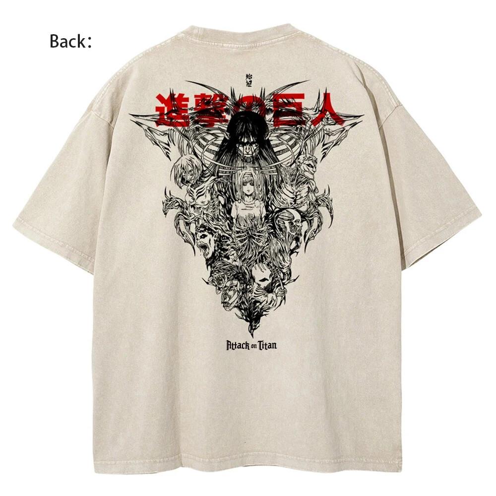 Mens Attack on Titan Anime TShirt Oversized Cotton Tee Streetwear Hip Hop