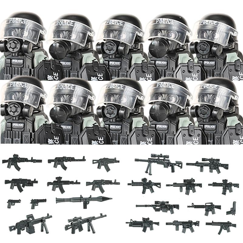 Non-Toxic City Police China Ptu Special Forces Building Blocks Assault Soldier Ctru Figures Gas Defense Mask Military Weapons Bricks Toys