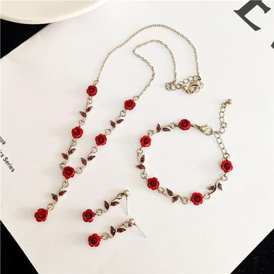 1 Set Frauen Rose Halskette Französisch Stil Retro Elegante Kette Fee Geschenk Einstellbar