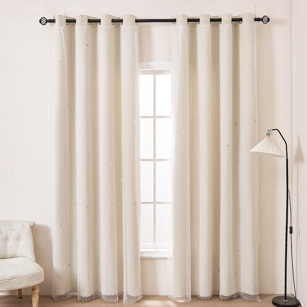 Children'S Room Blackout Curtain Double Hollow Stars Gradually Change Rainbow Internet Celebrity Princess Wind Bedroom Bay Window