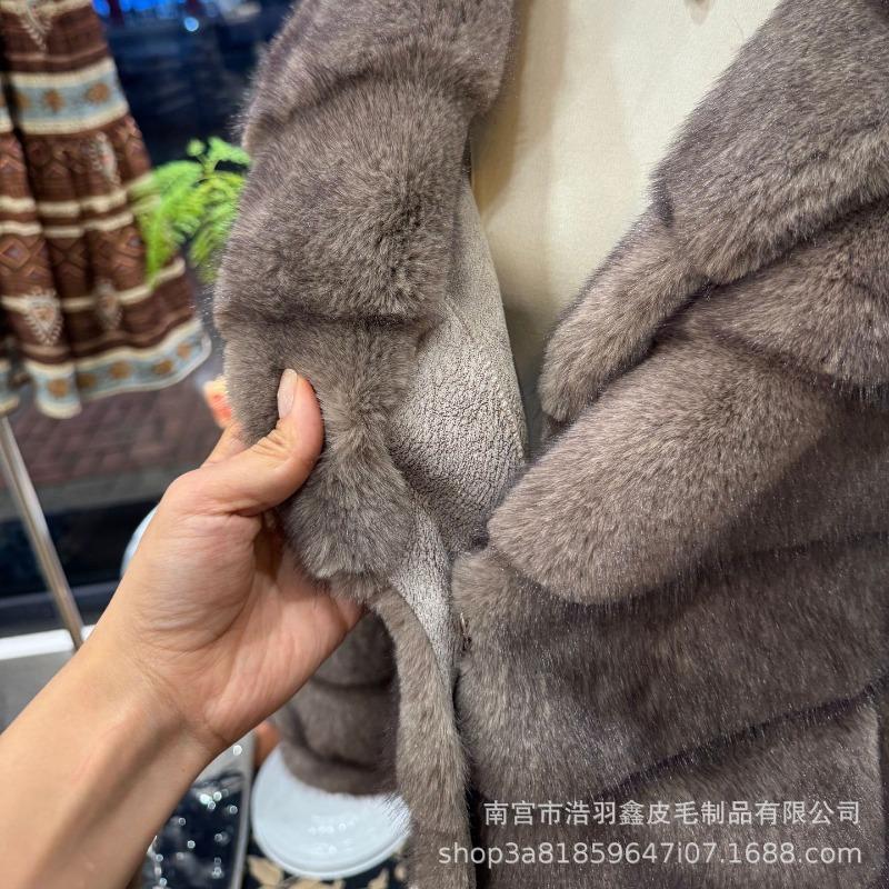 Winter environmentally friendly mink fleece cut flower coat women's imitation European mink fur integrated coat