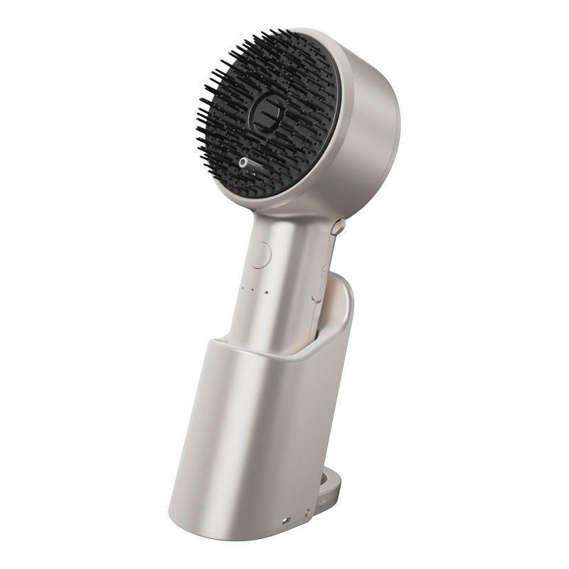 Champagne Rechargeable Waterproof Electric Hair Growth Hairbrush with Jade Massage Comb