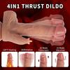 4-in-1 Simulated Testicles + Tongue + Penis 360° Rotation 10 Vibration Modes Remote Control Auto-Heating  Realistic Electric Dildo