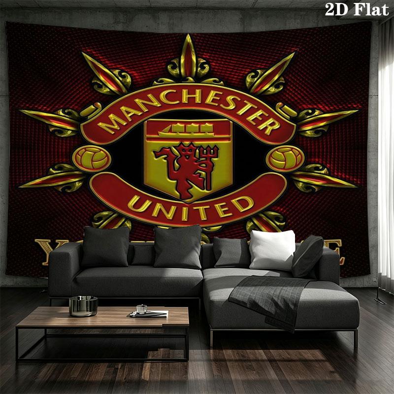 Manchester United F Custom Name Wall Tapestry Aesthetic Wall Hanging Printed Fabric Blanket Decorative Tapestries for Bedroom Living Room Home Decor