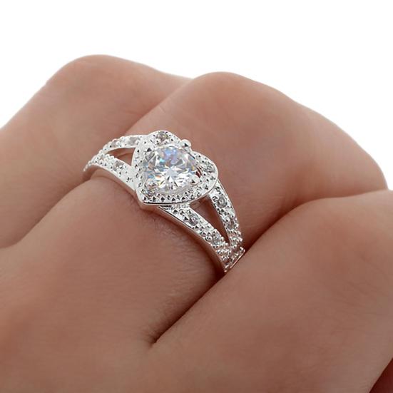Ring Rhinestone Inlaid Creative Jewelry Heart Shape Engagement Gift for Women