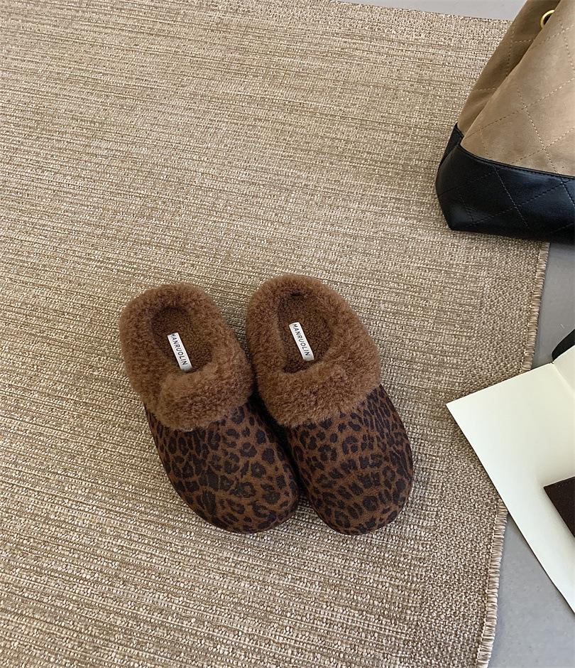 2025 autumn and winter new round head thick bottom matte leather fur warm Boken casual women's shoes