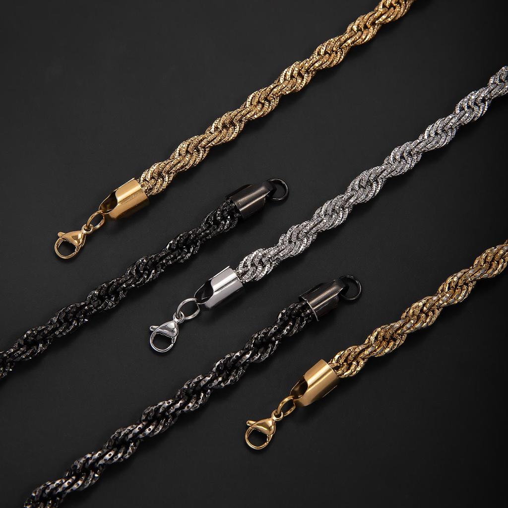 High-Quality Stainless Steel Starry Twisted Bracelet & Necklace - Trendy Men's Luxury Chain