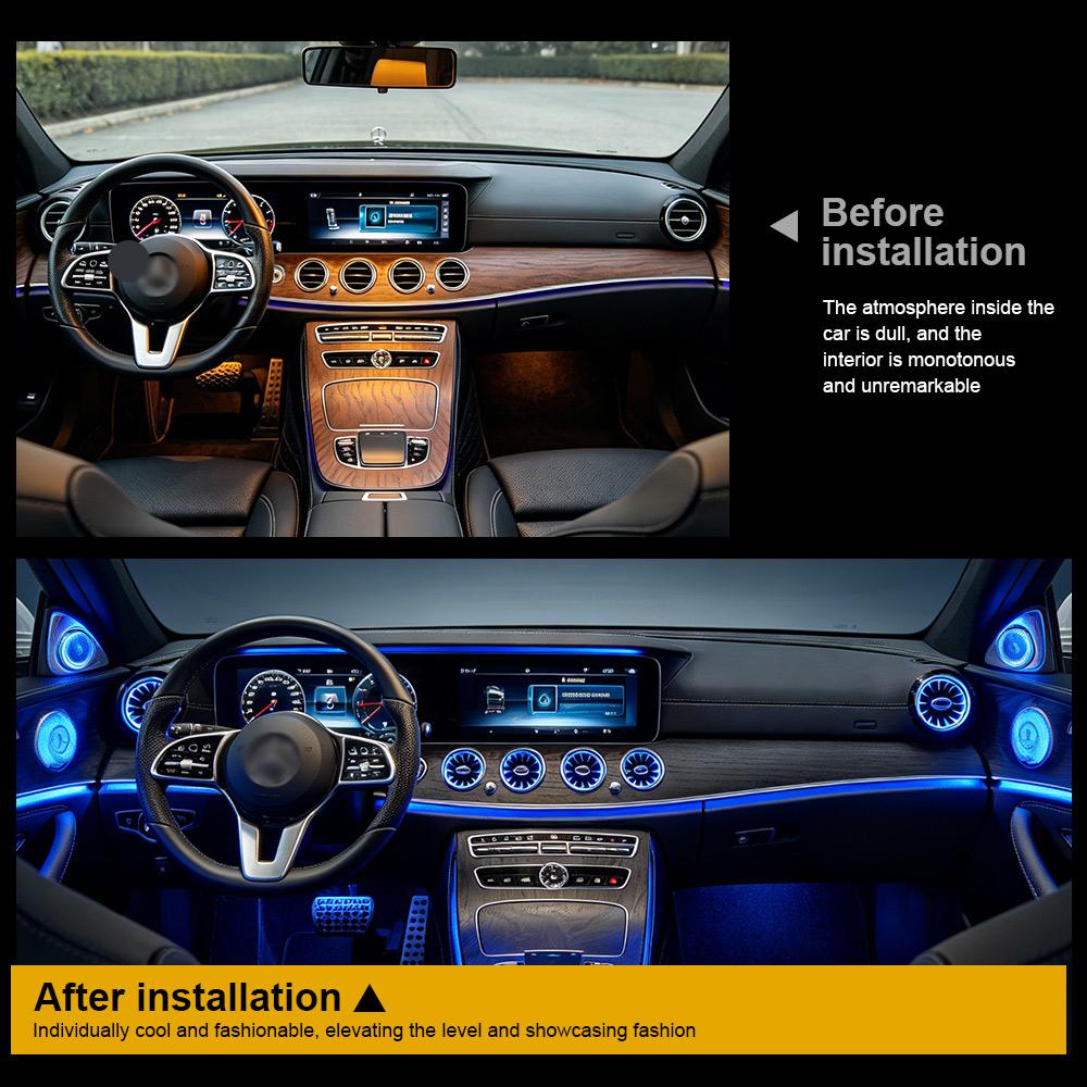 For Mercedes Benz C238 W238 E-Class Coupe Accessories Air Vents LED Ambient Light Car Interior Decoration Atmosphere RGB 64Color Neon Lights 4
