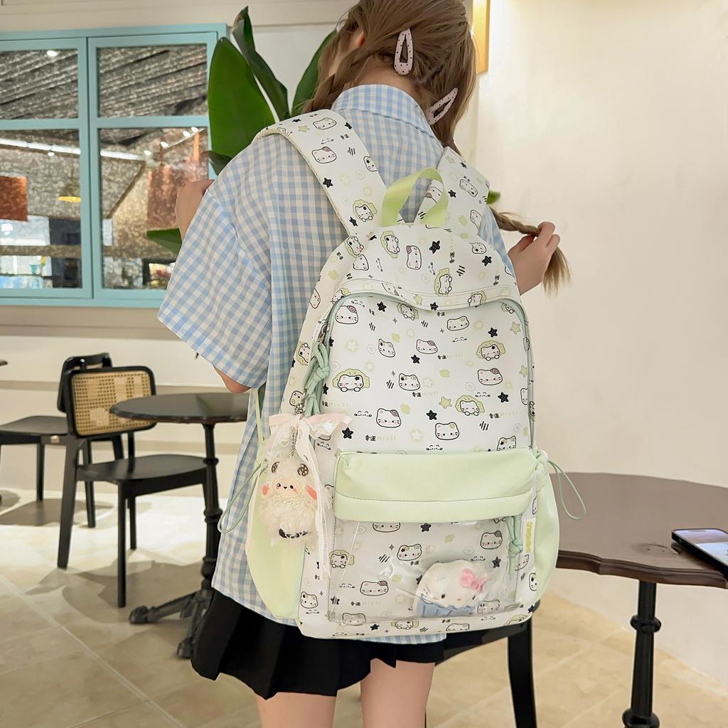 Schoolbag Japanese New Cartoon Kitten Backpack Large Capacity Junior High School Student Schoolbag Casual Versatile Teen Backpack