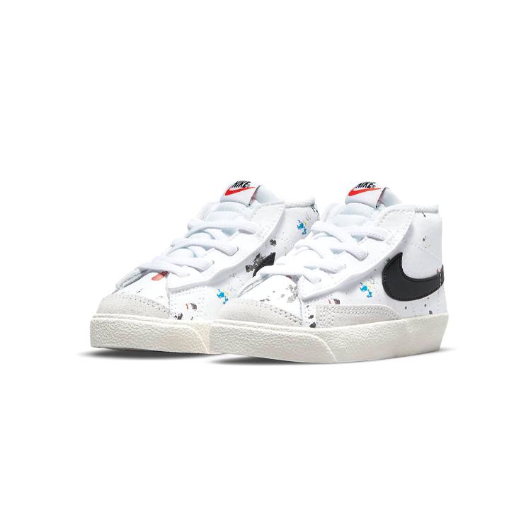New Nike Blazer 77 BB Slip-Resistant Cushioning Wear-Resistant Mid-Top Skateboard Shoes White Black Infant And Toddler DJ2620-100