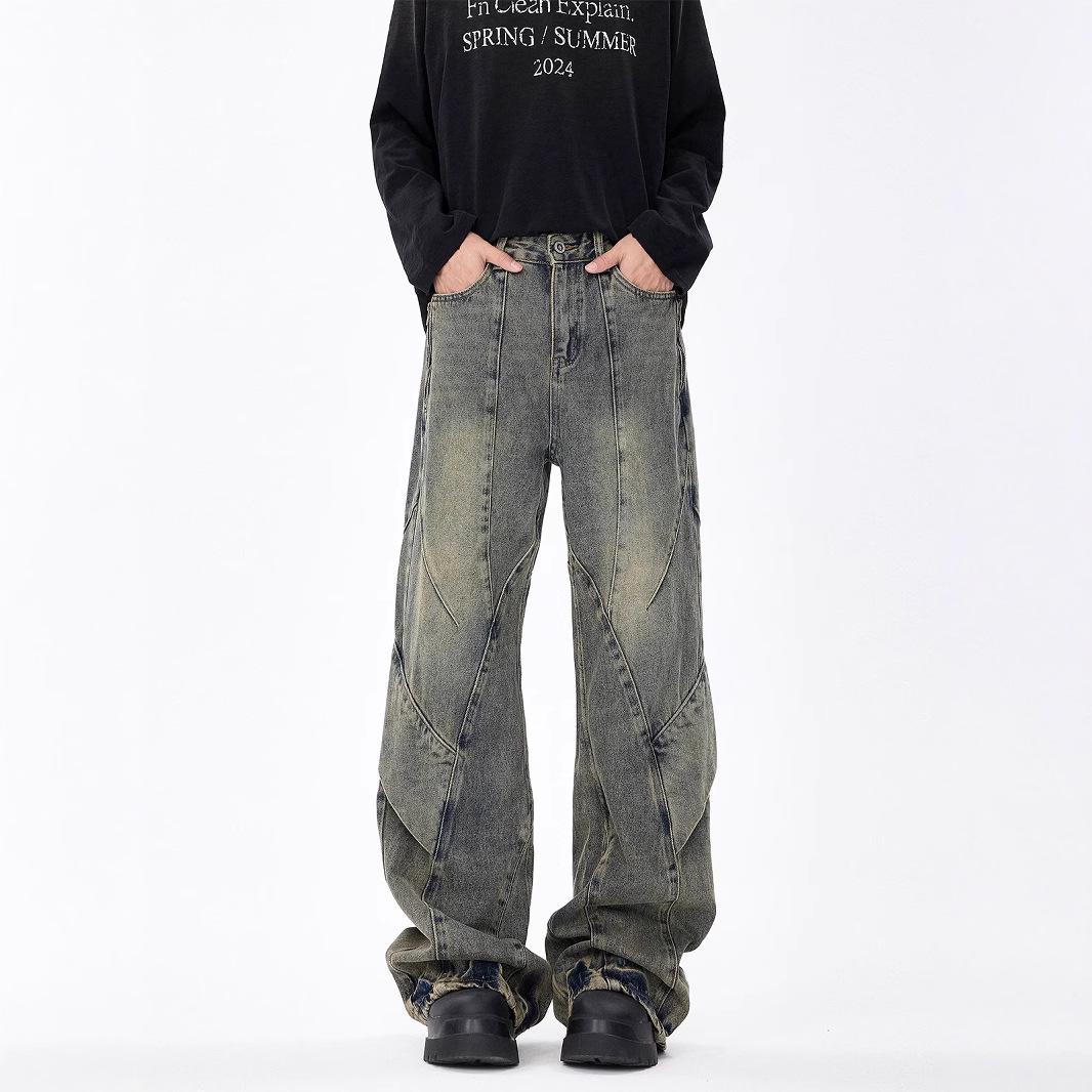 

Men s Retro Wide Leg Jeans - Trendy Loose Fit for Spring & Autumn L