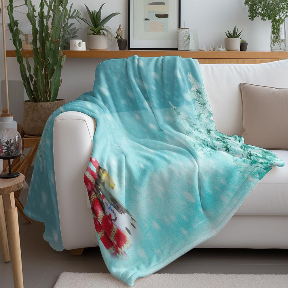 Tuniu Christmas Themed Blanket for Sofa Bed Living Room Bedroom Winter Gift Soft Warm Cozy Fleece Blanket