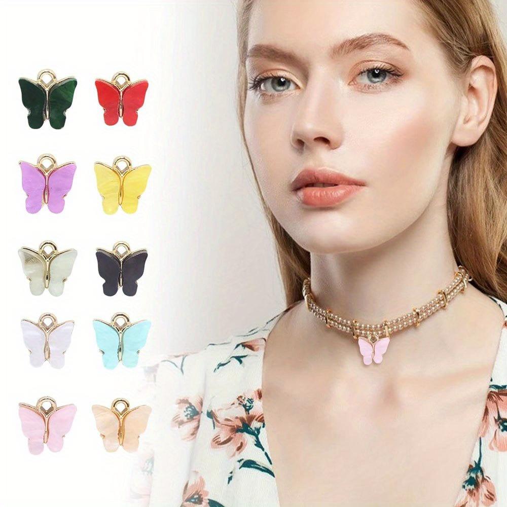 10/20/30pcs 10 color butterfly jewelry, alloy butterfly pendant necklace bracelet earring making accessories DIY jewelry making