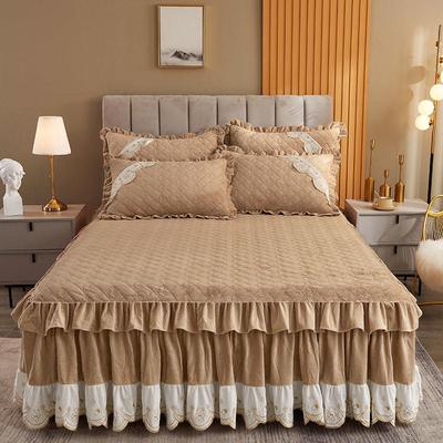 Gonna da letto trapuntata in velluto spesso di alta qualità Misura King Queen Copriletto in peluche corto Morbido Caldo Lenzuolo Non include federa