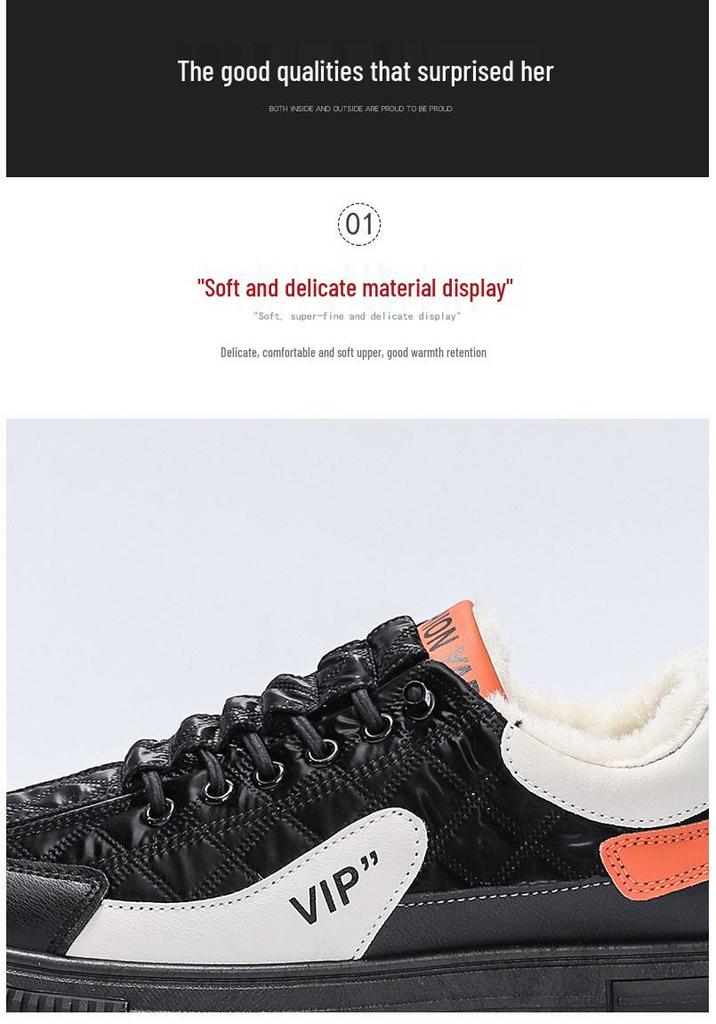 2025 Men's Plus Size Fleece-Lined Winter Work Boots - Warm, Low-Top, Casual, Trendy Sports Cotton Shoes