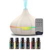 Umidificador com Névoa Aromática com Desligamento Automático sem Água e Funções de Temporizador Difusor de Óleo Essencial com Iluminação, Materiais Ecológicos