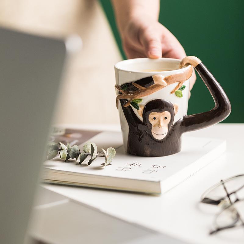 Children's Animal Cartoon Ceramic Mug - Cute Pet Design for Coffee, Milk, or Water