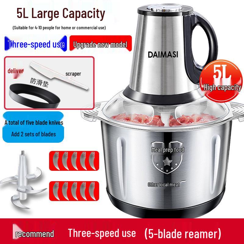 Premium Electric Meat Grinder & Multifunctional Food Processor for Chopping, Blending, and Garlic Paste Making
