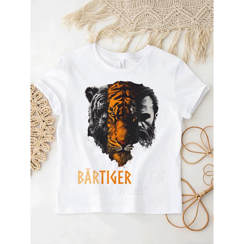Bartigermann Alles In Einem Bear Tiger Viking for Man T-Shirt, Black for Men Women Unisex All Season Funny T-Shirt, 180g