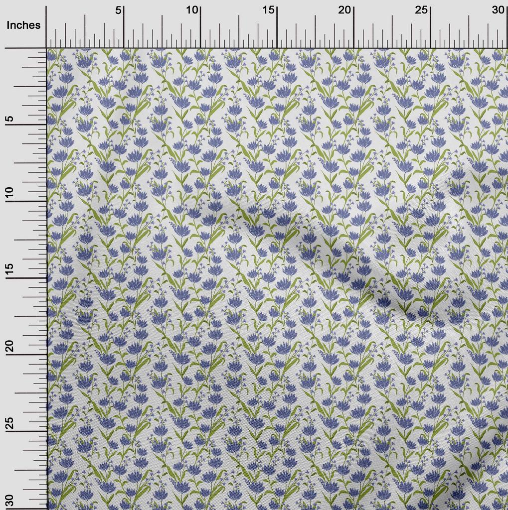 oneOone Georgette Viscose Medium Blue Fabric Floral Quilting Supplies Print Sewing Fabric By The Yard 42 Inch