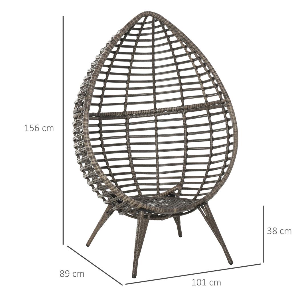 eardop PE Wicker Rattan Chair w/ Thick Cushions 4 Legs Outdoor Seat Egg Garden