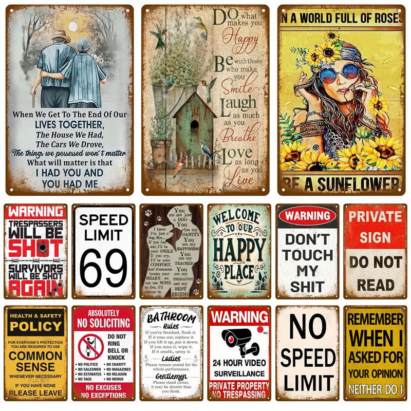 Placa de Metal Vintage Placas de Estanho Bar Sinal de Metal Retrô Arte de Parede Mural Estético Quarto Itens de Decoração para Casa Pôster Decoração de Garagem