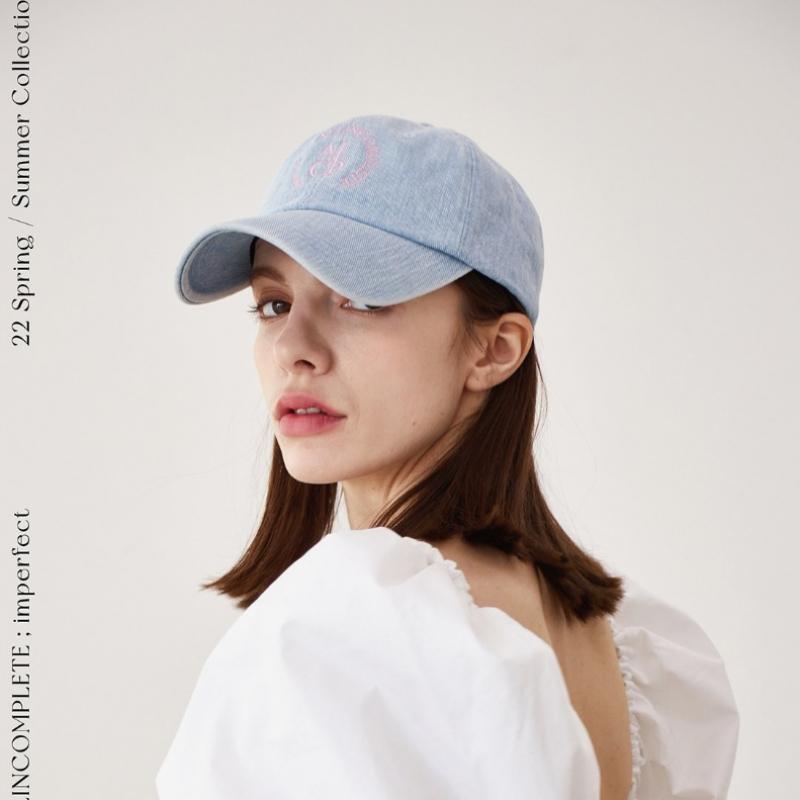 Allincomplete Round Logo Ball Cap Light Blue Denim