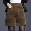Corduroy Casual Overalls Shorts Women's Loose Five-point Pants High Waist Spring and Autumn Outer Wear Pants