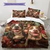 Happy Pitbull Pattern Bedding Home Decoration Birthday Gift (1 * duvet cover + 2 * pillowcase, without core)