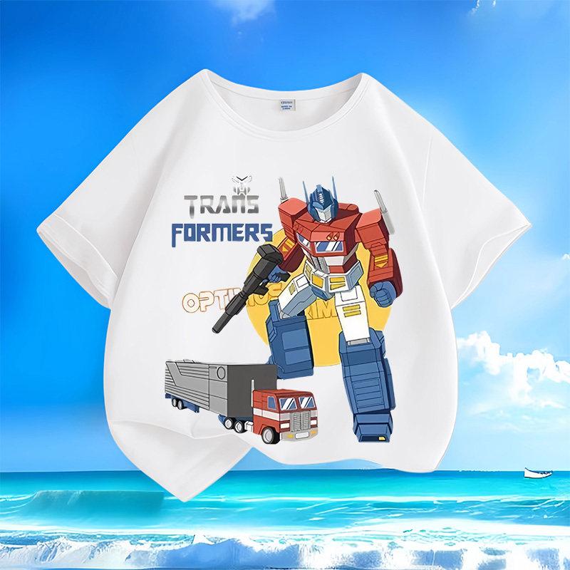 New Fashion Transformers Optimus Prime Children's T-Shirt Candy Color Print Parent-Child Outfit