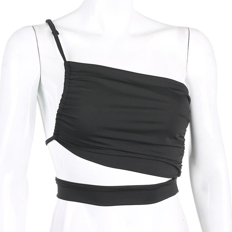Hollow Out Sexy Crop Top Women One Shoulder Summer Casual Sexy Tops