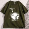 Funny Space Alien Cat Tshirt Vintage Graphic Tee 90s Silly Cats Tshirt Trendy Cotton Short Sleeve Round Neck Summer Tees