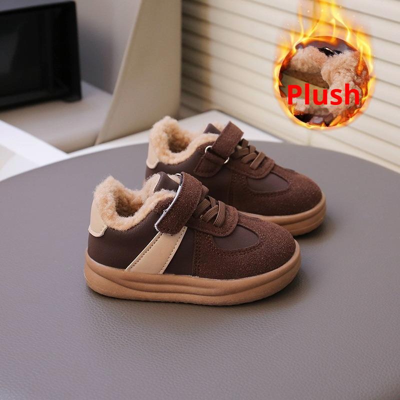 

Korean Style Winter Children s Cotton Shoes Boys Lamb Wool Warm Winter Shoes Girls Fleece-lined Cotton Shoes 31 коричневый